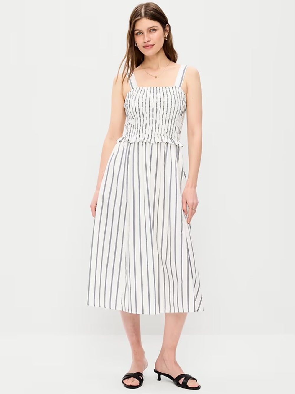 Old Navy ~ White Dress with Navy Vertical Stripes ~ XL ~ NWT